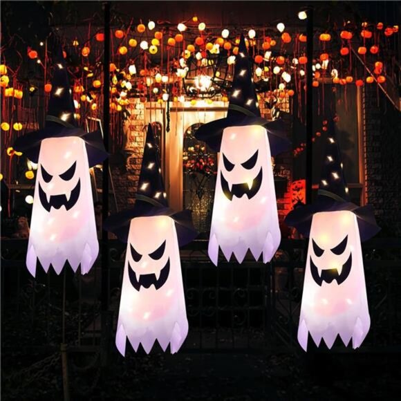Other - Halloween Decorations Glowing Ghost Witch Hat Halloween String Lights -
